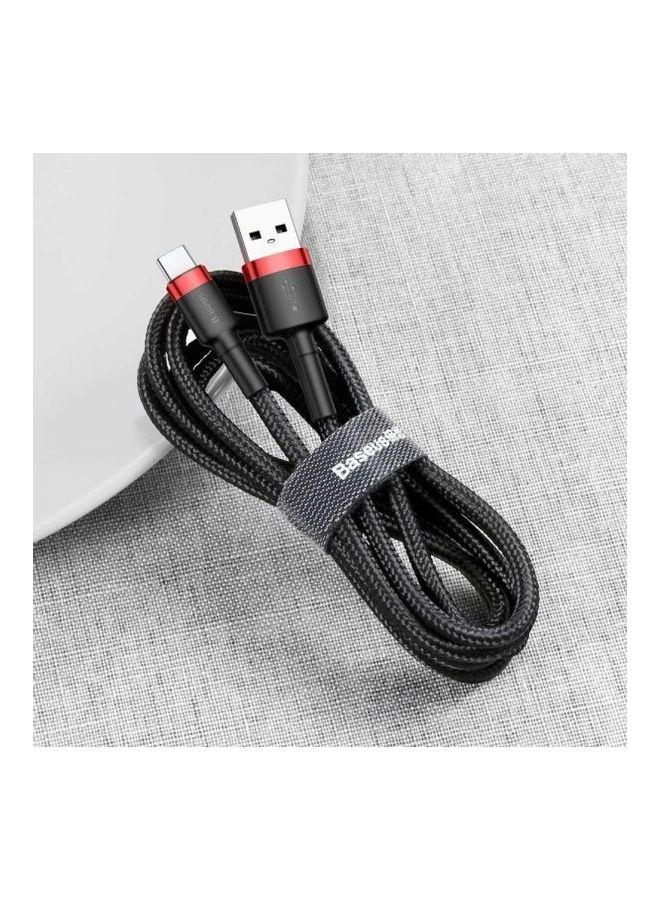 بيسوس كابل كافيول Type C USB بتيار 3 أمبير وطول متر واحد أحمر- أسود - Image 2