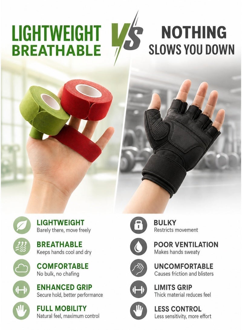 Munyee Hua Precut Finger Tape, 2 Rolls Self-Adhesive Kinesiology Tape, 134 Pre-Cut Strips 3 x 7.5 cm, Breathable Elastic Finger and Palm Protection Tape for Finger Joint Support, Padel, Climbing, Golf, Gym and Sports - Image 3