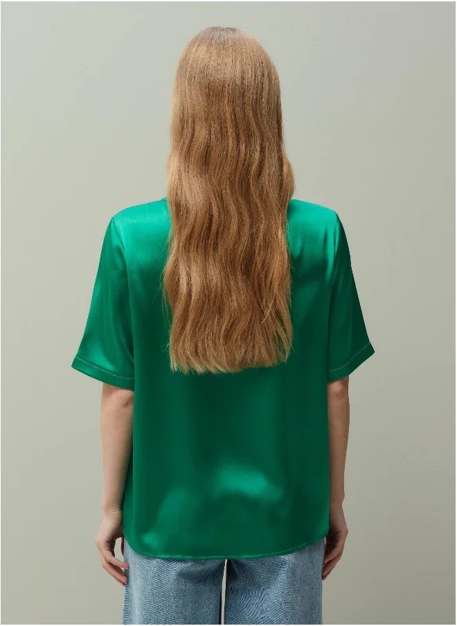 Ovs PIOMBO satin blouse with round neck