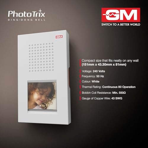 GM 4006 Ding Dong Door Bell for Home | Wired Electric Door Chime | Stylish White Wall Mount Bell | Loud Twin-Tone Sound | Easy Installation | 240V AC | Durable Build - Image 5