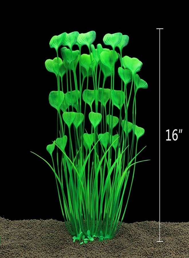 ALEGI Fish Tank Decorations Plastic Plants Large,Aquarium Artificial Plants Decoration Ornament Safe for All Fish-16 inch 2Pcs (Green 2 pcs) - Image 2