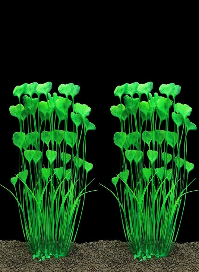 ALEGI Fish Tank Decorations Plastic Plants Large,Aquarium Artificial Plants Decoration Ornament Safe for All Fish-16 inch 2Pcs (Green 2 pcs) - Image 1