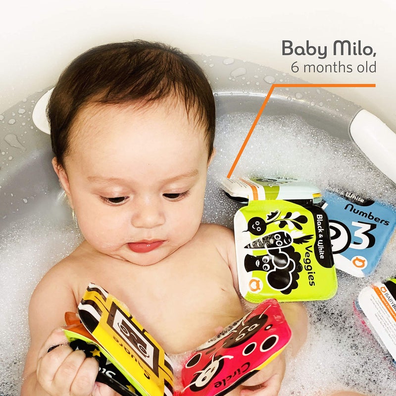 BabyBibi Floating Baby Bath Books - High Contrast Black and White Waterproof Bath Books for Babies 3+ Months - Image 5