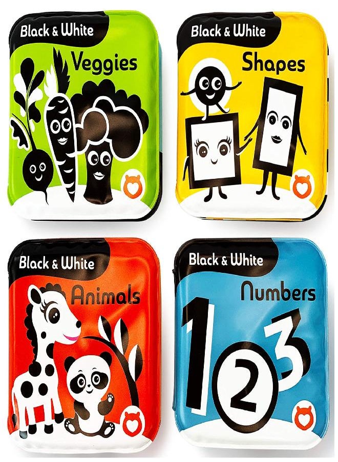 BabyBibi - Floating Baby Bath Books - High Contrast Black and White Waterproof Bath Books for Babies 3+ Months - Image 1