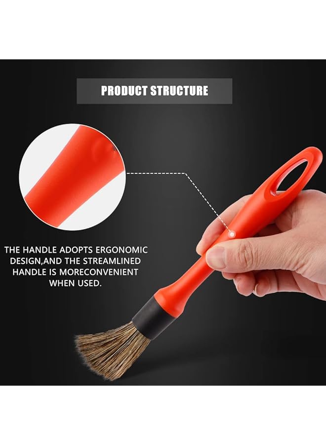 Excefore Car Detailing Brush Set, 5 Pack Soft Hair Auto Detail Brush Kit No Scratch For Automotive Elegant Surface Interior Exterior Dashboard Emblems Panels Engine Bay Wheels Air Vent Seat Leather - Image 4