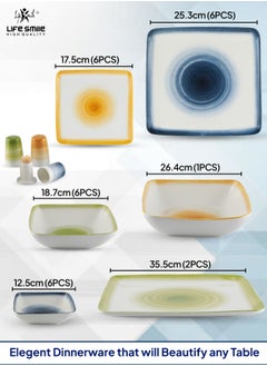 Life Smile 30-Pcs Premium Porcelain Plates and Dinner Set for 6 Persons Include Big Dish, Soup Bowls, Salad Bowl, Dessert Bowl, Dinner Plates, Fruit Plates, Salt & Pepper and Tooth Picker - Oven Safe  - Image 4