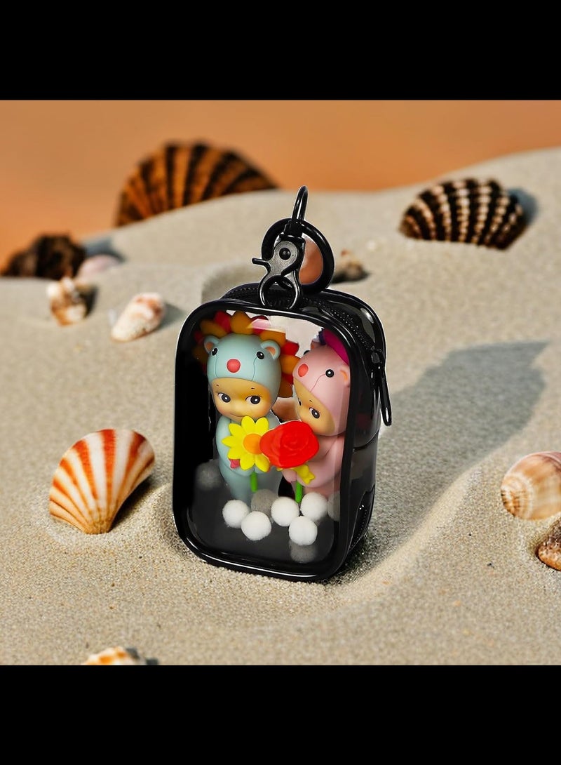 AVACraft Clear Figure Display Bag with Keychain, Portable Small Doll Storage Bag Hanging Blind Box Organizer Zipper Closure, Dustproof Collectibles Display Case for Showing Off Blind Boxes, Mini Figures,Black - Image 4