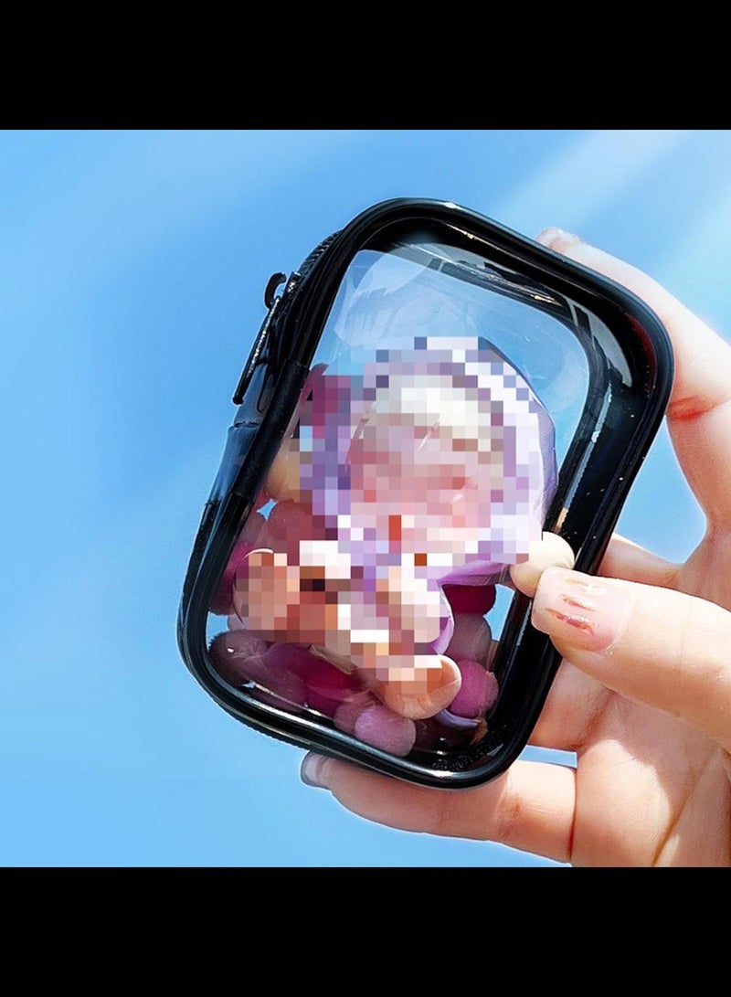 AVACraft Clear Figure Display Bag with Keychain, Portable Small Doll Storage Bag Hanging Blind Box Organizer Zipper Closure, Dustproof Collectibles Display Case for Showing Off Blind Boxes, Mini Figures,Black - Image 5
