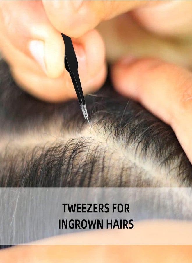JOYUS Tweezers for Ingrown Hair Removal, Surgical Grade Medical Tweezers with Sharp Needle Nose Point Tips Ideal Pointed Tweezers for Splinters & Tick Removal, Black, Design 5, 7, Pack of 2 - Image 3