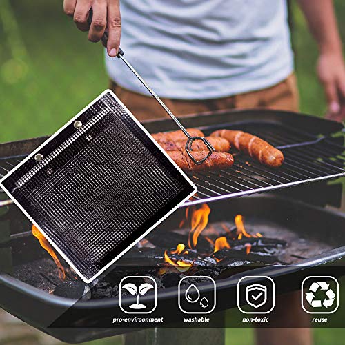 YBB 2 Pcs BBQ Grill Mesh Bag with 2 Pcs Silicone Brush, Non-Stick Large BBQ Baked Grilling PTFE Bag Heat-Resistant Reusable Easy to Clean Mesh Backing Bag for Outdoor Picnic Cooking Barbecue Father's Day Gift - Image 4