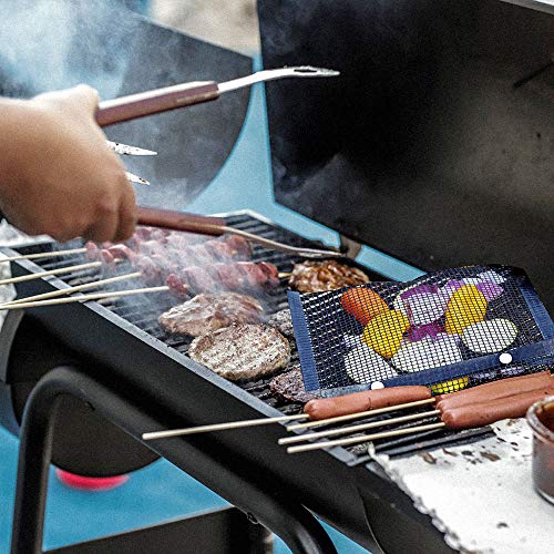 YBB 2 Pcs BBQ Grill Mesh Bag with 2 Pcs Silicone Brush, Non-Stick Large BBQ Baked Grilling PTFE Bag Heat-Resistant Reusable Easy to Clean Mesh Backing Bag for Outdoor Picnic Cooking Barbecue Father's Day Gift - Image 5