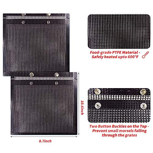 YBB 2 Pcs BBQ Grill Mesh Bag with 2 Pcs Silicone Brush, Non-Stick Large BBQ Baked Grilling PTFE Bag Heat-Resistant Reusable Easy to Clean Mesh Backing Bag for Outdoor Picnic Cooking Barbecue Father's Day Gift - Image 2