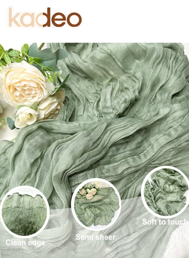 كاديو Cheesecloth Table Runner, Boho Gauze Wedding Cheese Cloth Table Runner, for Party Long Easter Rustic Sheer Table Runners for Baby Bridal Shower Decor 90*400CM - Image 2