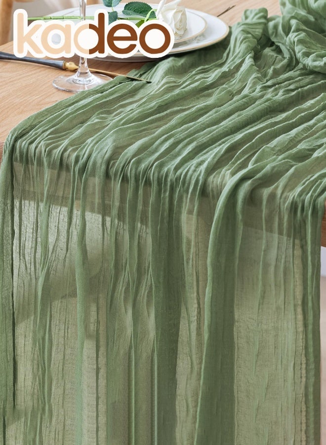 كاديو Cheesecloth Table Runner, Boho Gauze Wedding Cheese Cloth Table Runner, for Party Long Easter Rustic Sheer Table Runners for Baby Bridal Shower Decor 90*400CM - Image 1