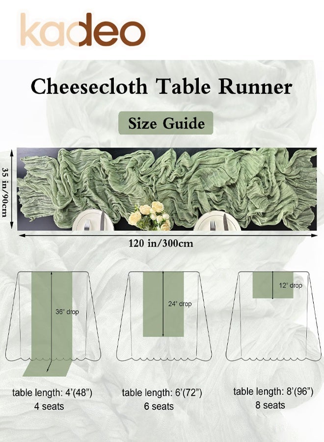 كاديو Cheesecloth Table Runner, Boho Gauze Wedding Cheese Cloth Table Runner, for Party Long Easter Rustic Sheer Table Runners for Baby Bridal Shower Decor 90*400CM - Image 3