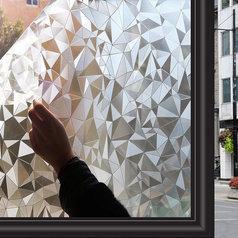 Zindoo Window Film Privacy for Glass Windows Frosted Window Film with Pattern AntiUV Static Cling without Glue Decorative Window Stickers for Home Bathroom Bedroom Office 60 x 200cm
