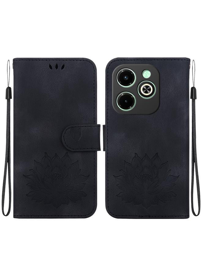 Zaboon Case For Infinix Hot 40i Lotus Embossed Leather Phone Case - Image 1