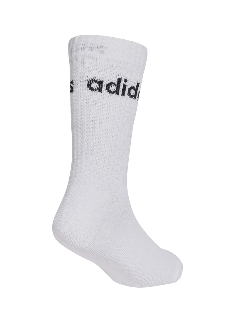 Adidas Kids 3 Pack Linear Crew Socks