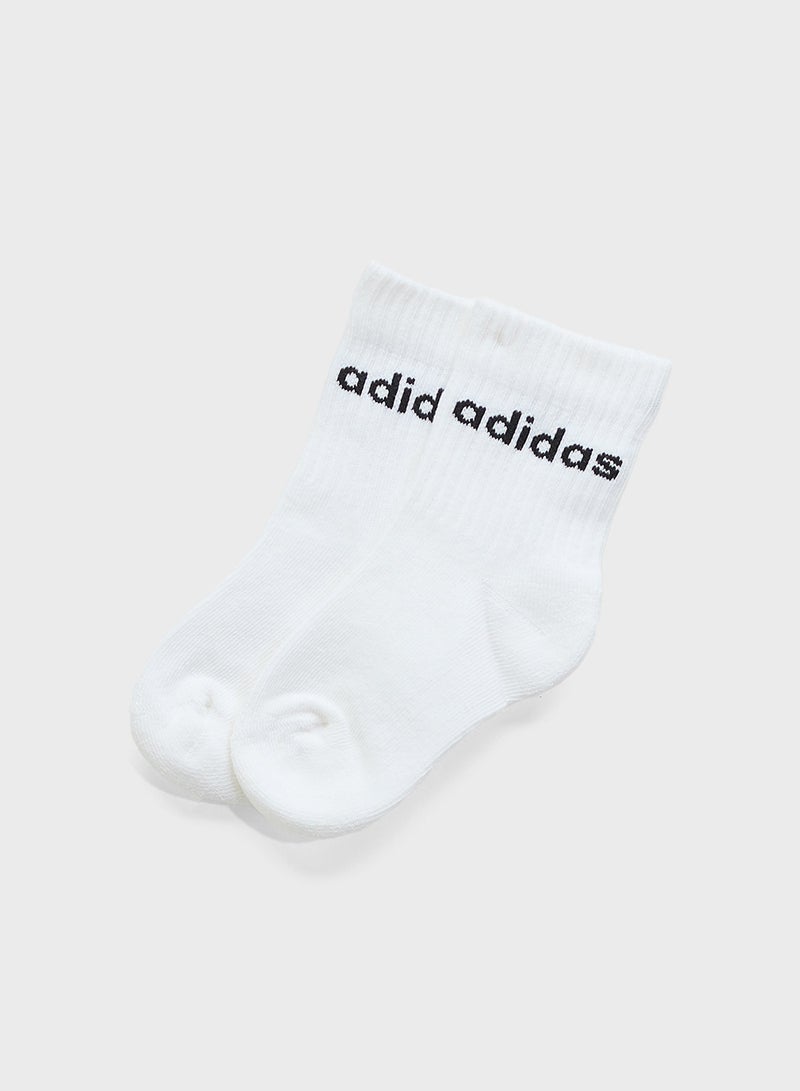 Adidas Kids 3 Pack Linear Crew Socks  - Image 2