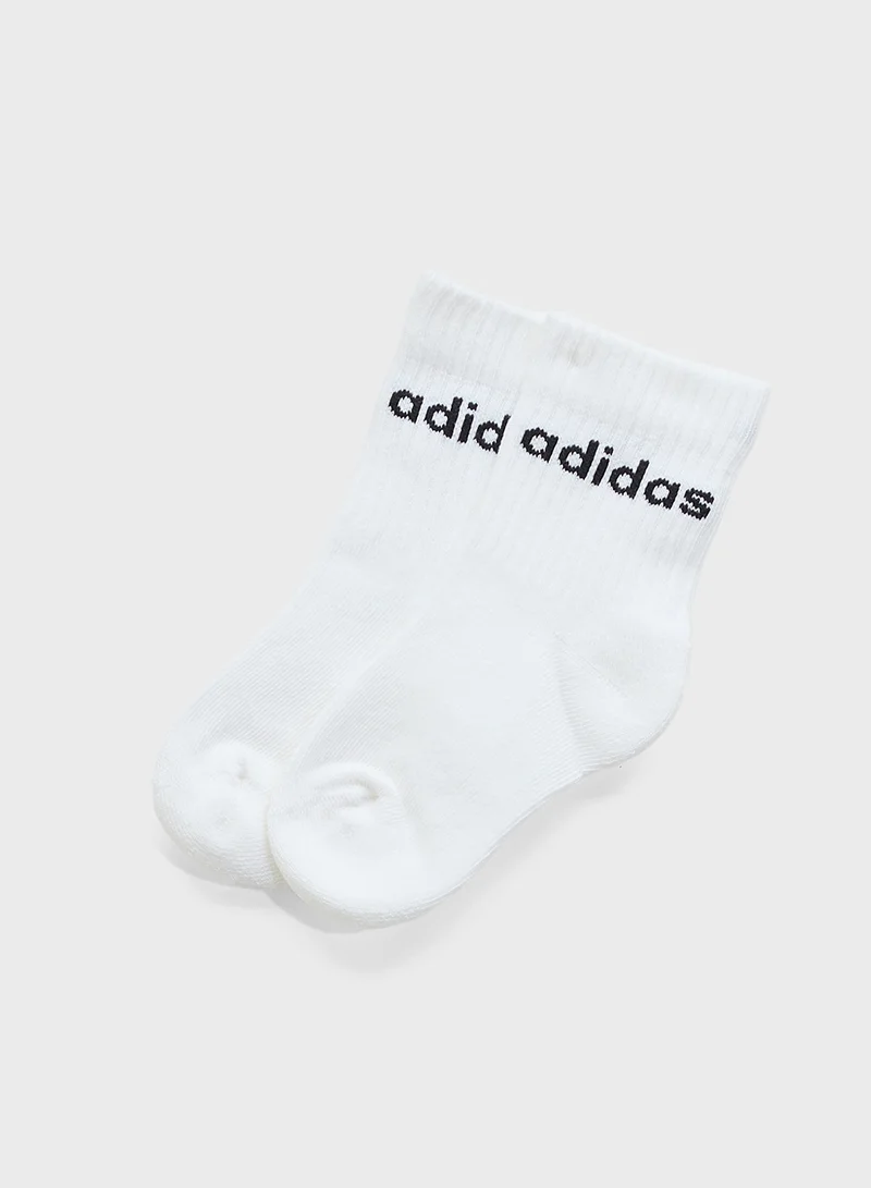Adidas Kids 3 Pack Linear Crew Socks