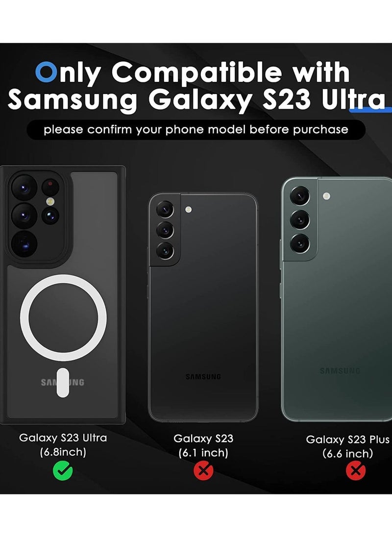 erorex Samsung Galaxy S23 Ultra Magnetic Case Compatible with Mag-Safe Wireless Charger Case with Camera Cover Translucent Matte Back Anti Fingerprint Shockproof Phone Case  - Image 2