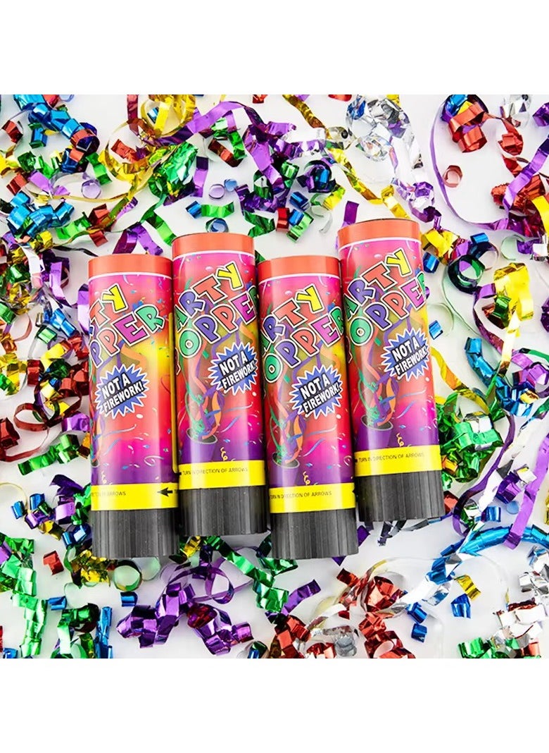 VIO Pack of 4 Party Poppers Birthday Wedding Engagement Decoration Confetti for Graduation Baby Shower New Years Party Celebrations Festive Events Supplies and Favors Colorful Safe Fun Party Accessories  - Image 1