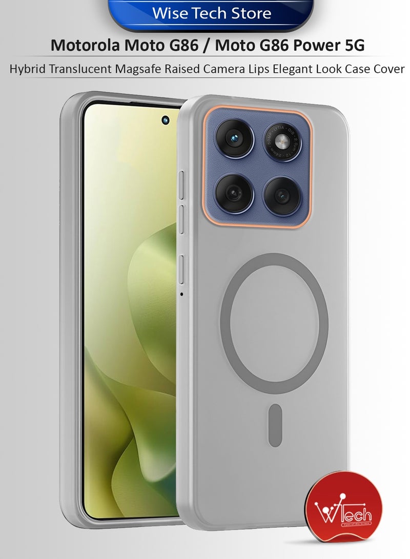 Wtech Motorola Moto G86 / Moto G86 Power 5G 2025 Hybrid Translucent Magsafe with Magnetic Charging Raised Camera Lips Elegant Look Case Cover (MCMPMN) - Grey - Image 1
