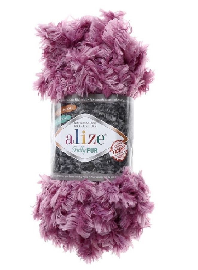 ALIZE PUFFY FUR HAND KNITTING YARN COLOR NO.6103 (PACK OF 3PCS)
