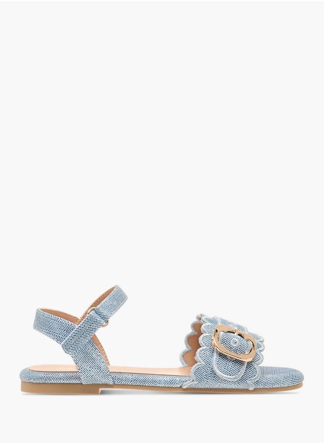 Little Missy Girls Textured Strap Sandals With Hook And Loop Closure  - Image 1