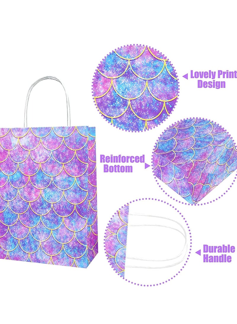 Hanayo 12 حقيبة هدايا حفلة حورية البحر مع أكياس هدايا ورقية ملونة لموضوع حفلة تحت البحر لحفلة استحمام الأطفال أكياس ورقية من كرافت أكياس هدايا حفلة مع مقابض لعيد ميلاد الأطفال وحفلات استحمام الأطفال والحرف وحفلات الزفاف - Image 5