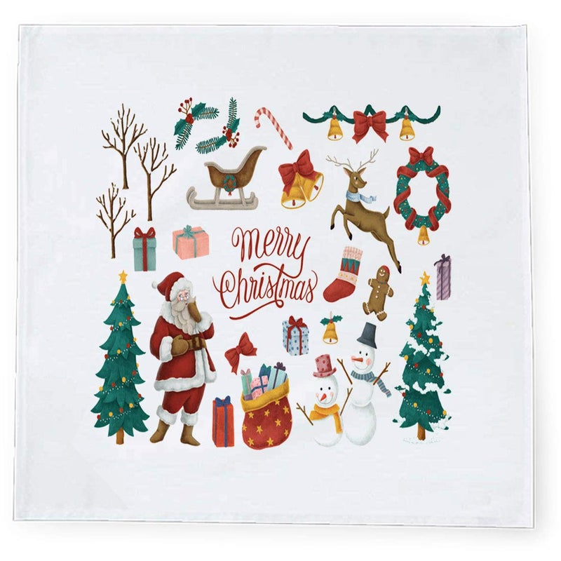 Khakee 6 Pcs Christmas Theme Tafta Silk Table Napkins 10x 10 for Xmas Decoration Christmas OrnamentsChristmas Gift npxmas51P - Image 2