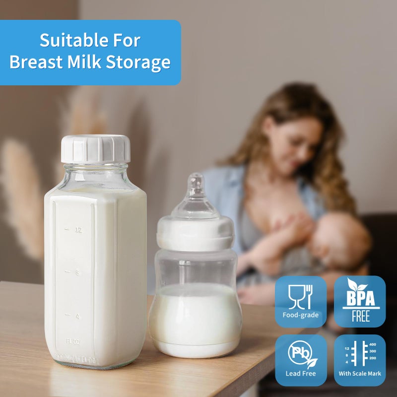 Syntic Glass Juice Bottles with Lids, 3 Pack Clear Glass Water Bottles w 2 Pour Spouts, 16 Oz Reusable Milk Jug w 100% Airtight Cap and Scale for Juicing Containers, Breast Milk Storage, Drinking Jar - Image 5