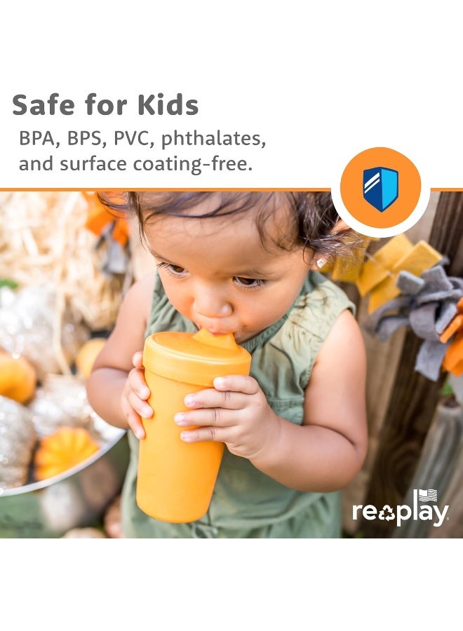Replay Re Play Made in The USA 4pk No Spill Sippy Cups for Baby, Toddler, and Child Feeding - Sky Blue, Aqua, Navy, Teal (True Blue+) - Image 4