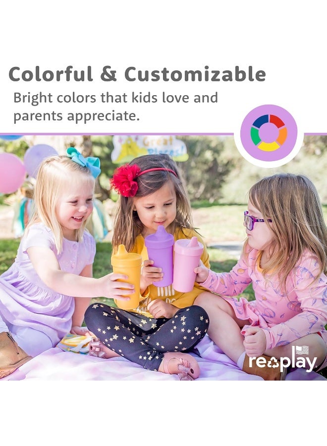 Replay Re Play Made in The USA 4pk No Spill Sippy Cups for Baby, Toddler, and Child Feeding - Sky Blue, Aqua, Navy, Teal (True Blue+) - Image 2