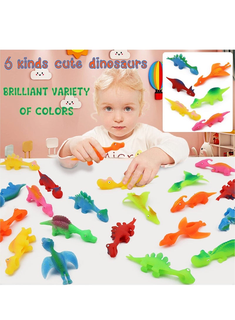30 Pcs Slingshot Dinosaur Finger Toys, Catapult Toys Cute Shapes MultiColors Stretchy for Flying Games Birthdays and Party Favors - Image 2