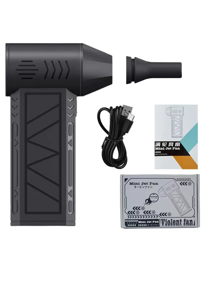 Mini Jet Fan, Brushless Violent Fan, Cordless Powerful Blowing Fan Compact and Lightweight - Black  - Image 4