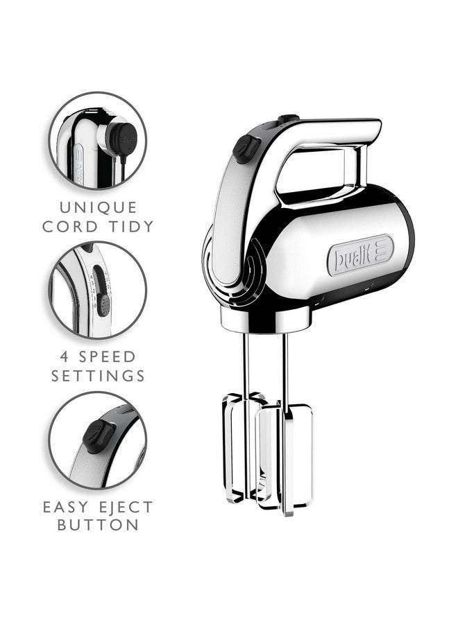Dualit Dualit Hand Mixer - 400W - Strong Grip Handle - Attachments Included - Integral Plug Storage - 4 Speed Settings - Repairable gears - Flat Beaters, Dough Hooks, Balloon Whisk  - Image 2