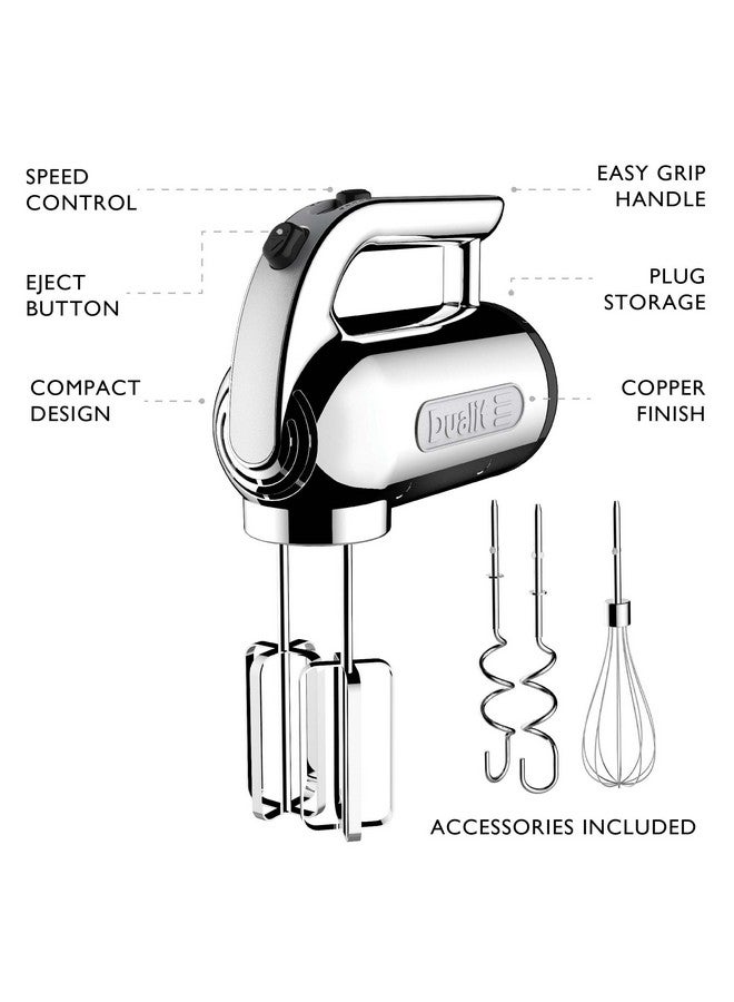 Dualit Dualit Hand Mixer - 400W - Strong Grip Handle - Attachments Included - Integral Plug Storage - 4 Speed Settings - Repairable gears - Flat Beaters, Dough Hooks, Balloon Whisk  - Image 5