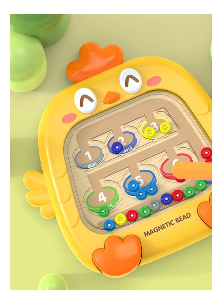 متاهة الألوان والأرقام المغناطيسية، ألعاب تعليمية مثالية للأولاد والبنات من سن 3 إلى 6 سنوات، لعبة مونتيسوري، هدية للأطفال (أصفر) - Image 4