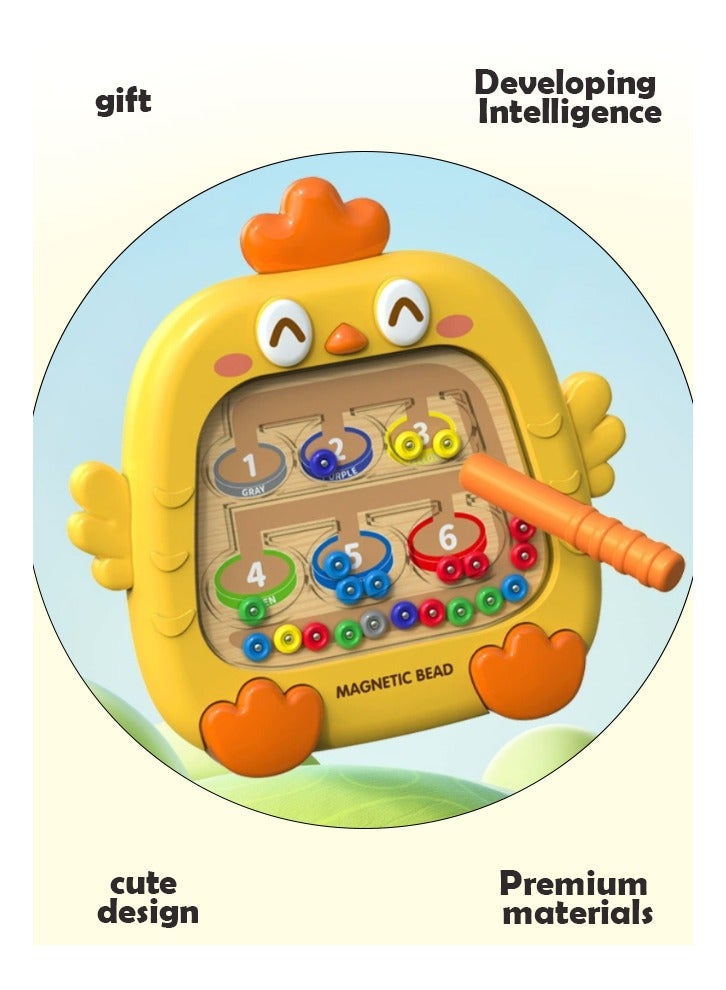 متاهة الألوان والأرقام المغناطيسية، ألعاب تعليمية مثالية للأولاد والبنات من سن 3 إلى 6 سنوات، لعبة مونتيسوري، هدية للأطفال (أصفر) - Image 5