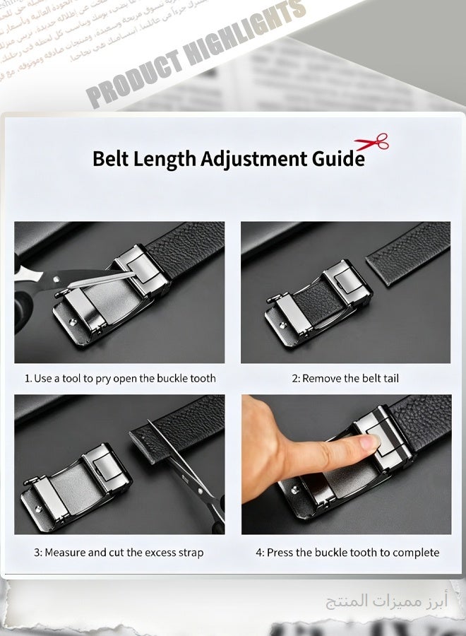 Men's Automatic Buckle Belt with Diamond Cross Design - Luxury Gold Pin Buckle Leather Waistband for Business & Casual Wear, Black (1PC Gift Box Packaging) - Image 2