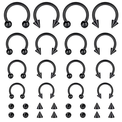 TOKRING 16PCS 16G Septum Nose Rings, Surgical Steel Piercing Jewelry, Cartilage Horseshoe Body Piercing Eyebrow Tragus Lip Rings of Sizes for Women Men 6-12mm - Image 1