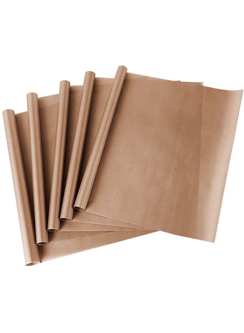 Chabeia 5 Pack 30X40cm Oven Grill Mat Teflon Sheet for Heat Press Transfer Non-Stick Paper Reusable Heat Resistant Craft Mat, High-temperature oven Mat food-grade Baking Cloth Nonstick Oilcloth（Brown） - Image 1