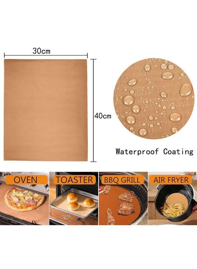Chabeia 5 Pack 30X40cm Oven Grill Mat Teflon Sheet for Heat Press Transfer Non-Stick Paper Reusable Heat Resistant Craft Mat, High-temperature oven Mat food-grade Baking Cloth Nonstick Oilcloth（Brown） - Image 3
