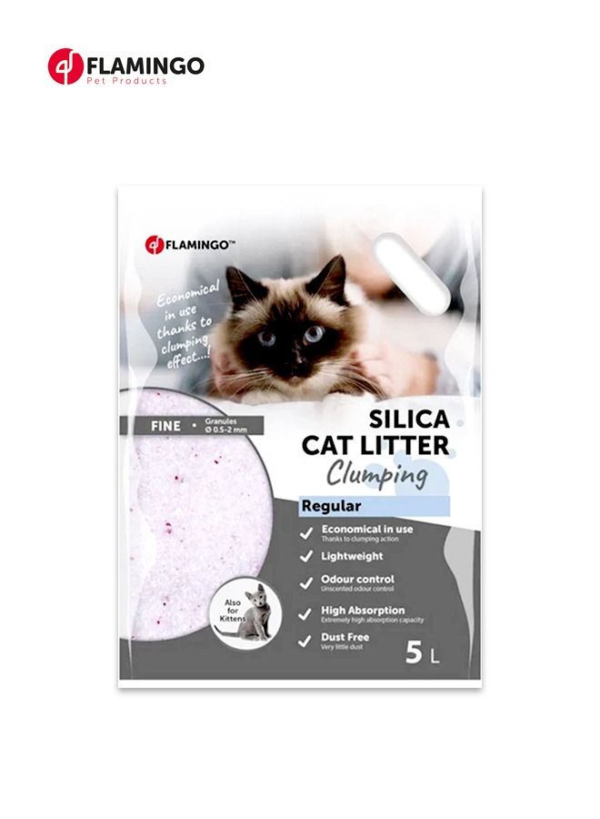 Flamingo رمل قطط سيليكا متكتل عادي - 5 لتر - Image 1