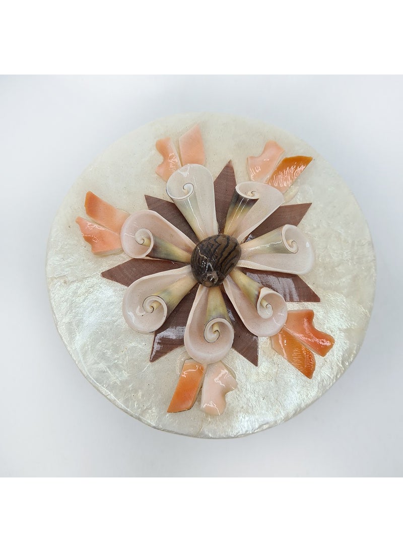 evinizdeki okyanus esintisi turkuaz hediyelik Small Mother of Pearl Round Box  - Image 2