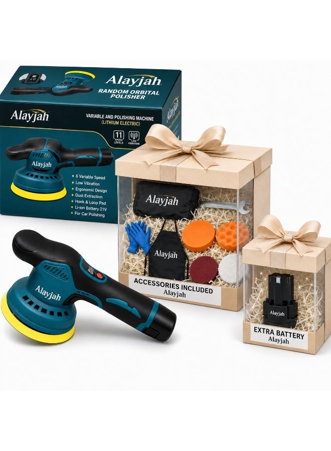 Alayjah, Cordless Car Polisher & Buffer Kit,Dual 12V 1500mAh Batteries, Variable Speed, Portable Polishing & Waxing Tool for Scratch Repair & Detailing 10200300 - Image 1