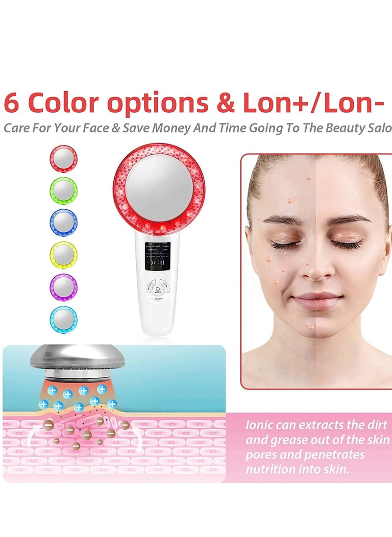 SYOSI - Cavitation Machine Face Lifting Machine Ultrasonic Skin Tightening Machine 6 in 1 Ultrasonic Massager Face Massager Machine Beauty Device with Vibration EMS Red Blue LED Handheld Massager - Image 1