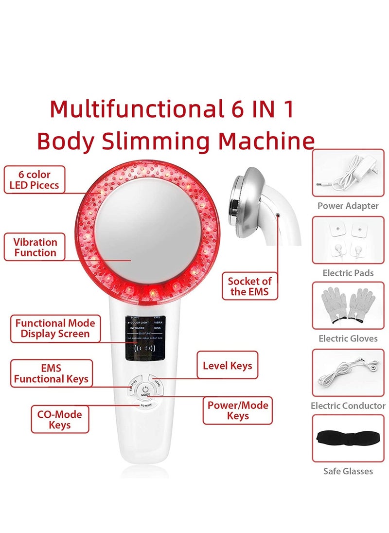 SYOSI - Cavitation Machine Face Lifting Machine Ultrasonic Skin Tightening Machine 6 in 1 Ultrasonic Massager Face Massager Machine Beauty Device with Vibration EMS Red Blue LED Handheld Massager - Image 1