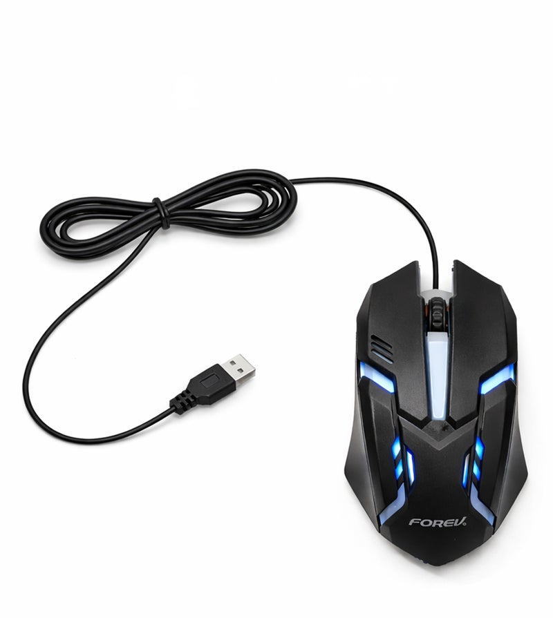FOREV USB Wired Mouse with Adjustable DPI Optical Tracking, Gaming Mouse with 2-Buttons, LED Backlight, Anti-Slip Base & 1.5M Cable, Comfortable for Mac Mini PC Gaming Laptop MacBook (Black) - Image 1